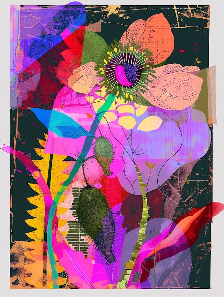 Coquelicot 2 - Collage Floral Néon