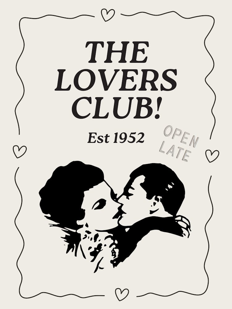 The Lovers Club | Romance Wall Art | Valentine’s | Neutral Vintage Retro
