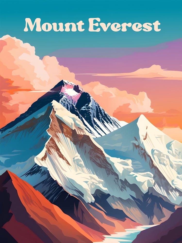 Mount Everest Sunset Travel Illustration