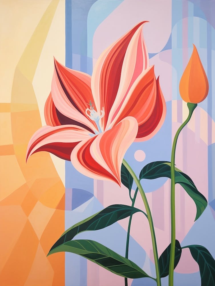 Gloriosa Lily 4 Hilma Af Klint Inspired Pastel Flower Painting