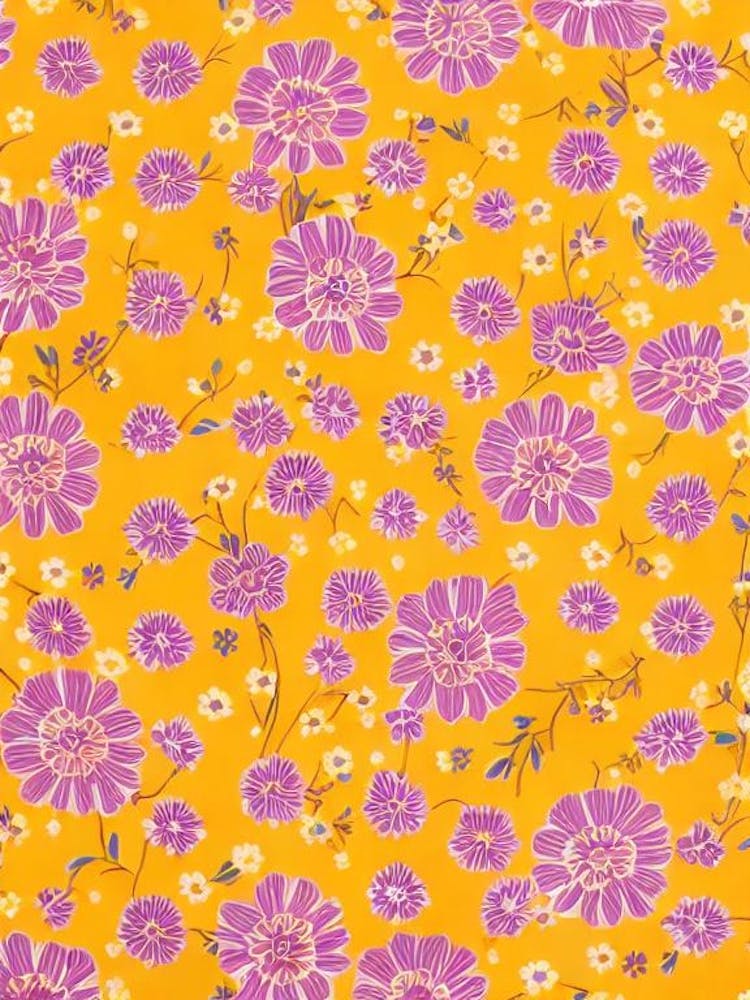 Lavender Floral Print Retro Pattern 2 Flower