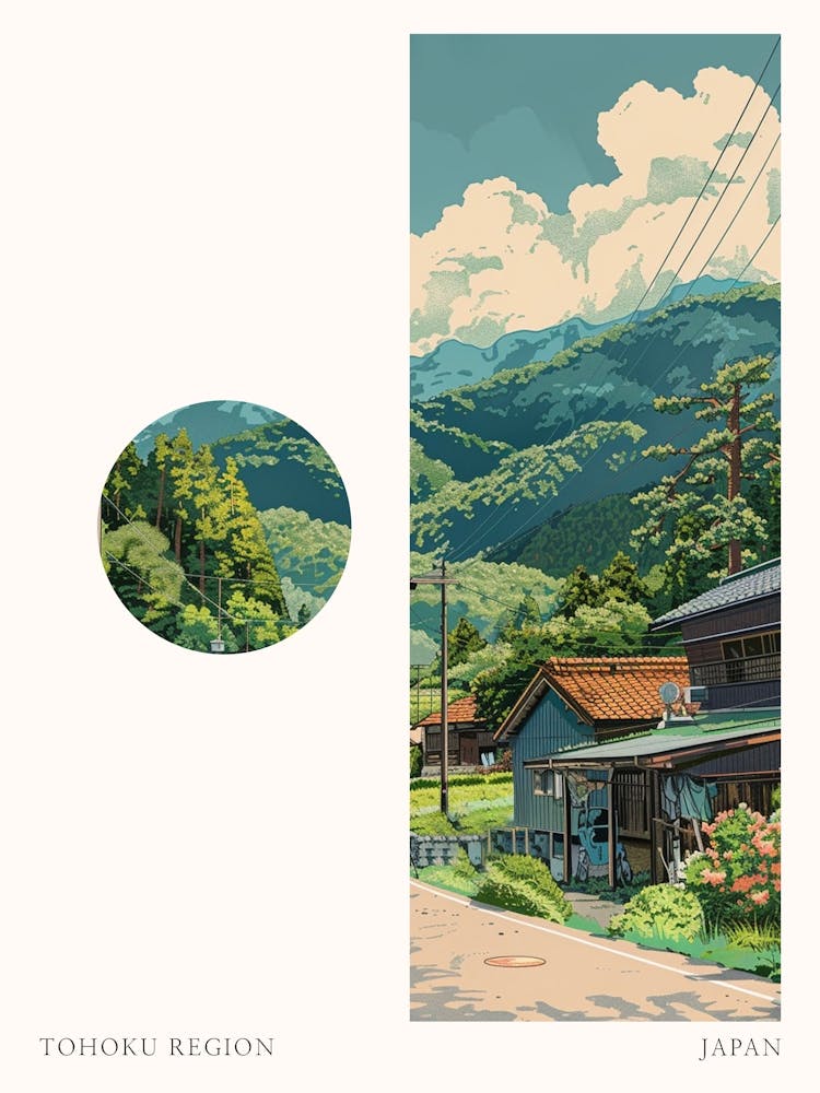 Tohoku-Region Japan 2 Cut-Out Reiseposter