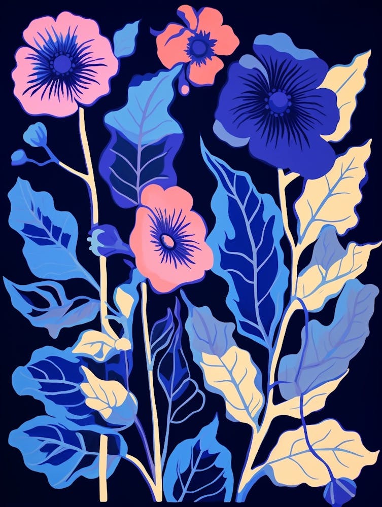Illustration de Fleur Bleue Rose Trémière 3