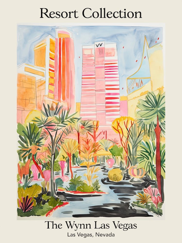 Poster Of The Wynn Las Vegas   Las Vegas, Nevada   Resort Collection Storybook Illustration 1