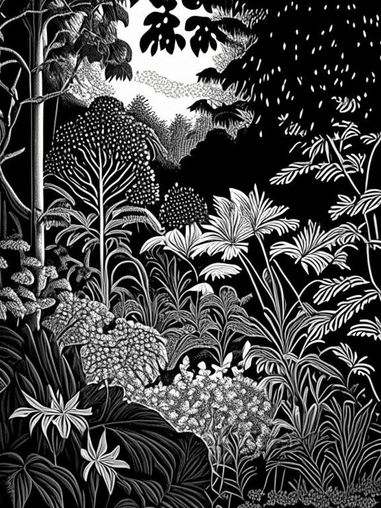 Smith College Botanic Garden, 1, Usa Linocut Black And White Vintage