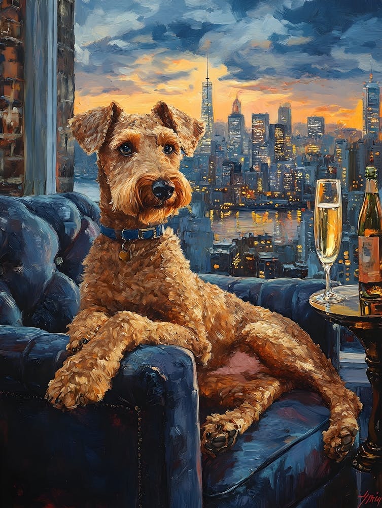 Classy Airedale At The Bar 1