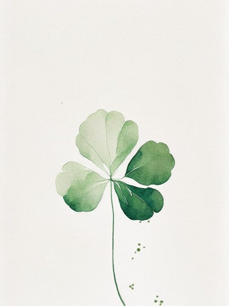 White Clover Leaf Minimalist Watercolour 1