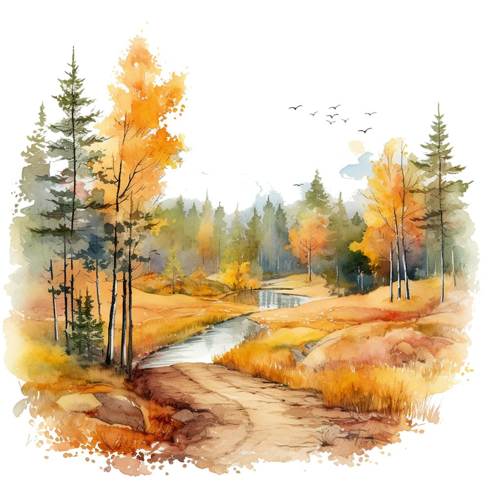 Watercolor Autumn Landscape 34