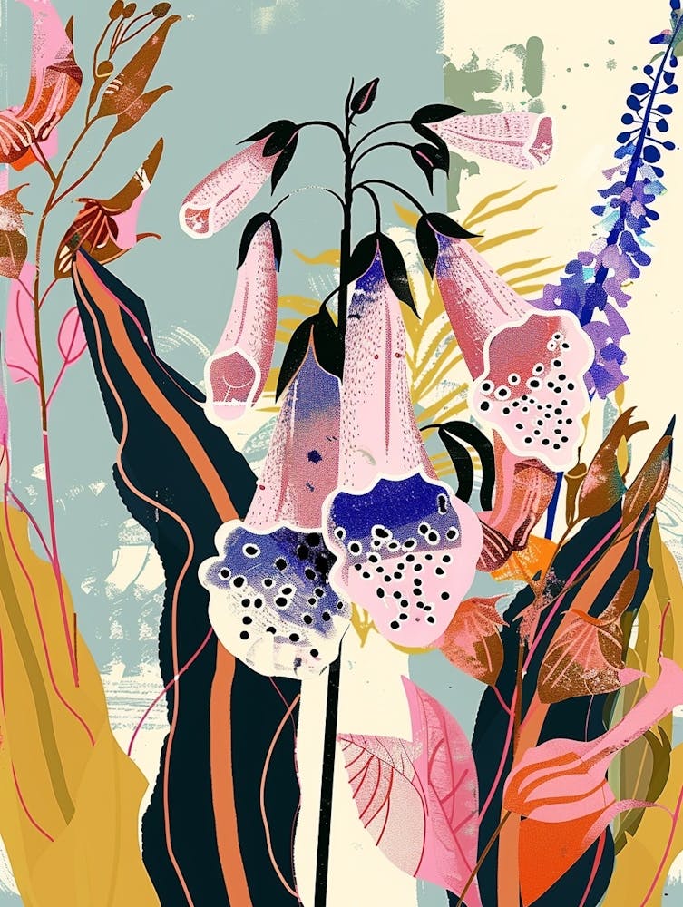 Colourful Flower Illustration Foxglove 3