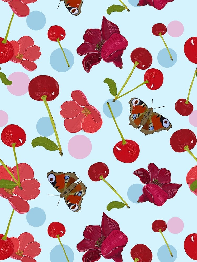 Cheries And Butterflies