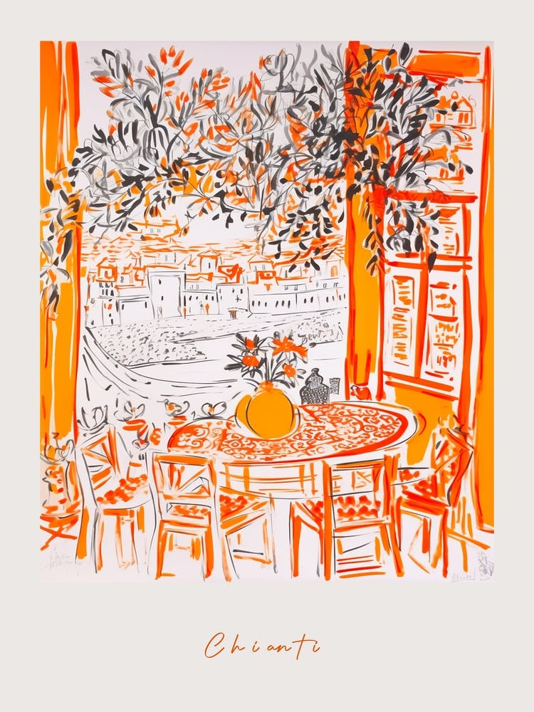 Chianti Italy Orange Zeichnung Poster
