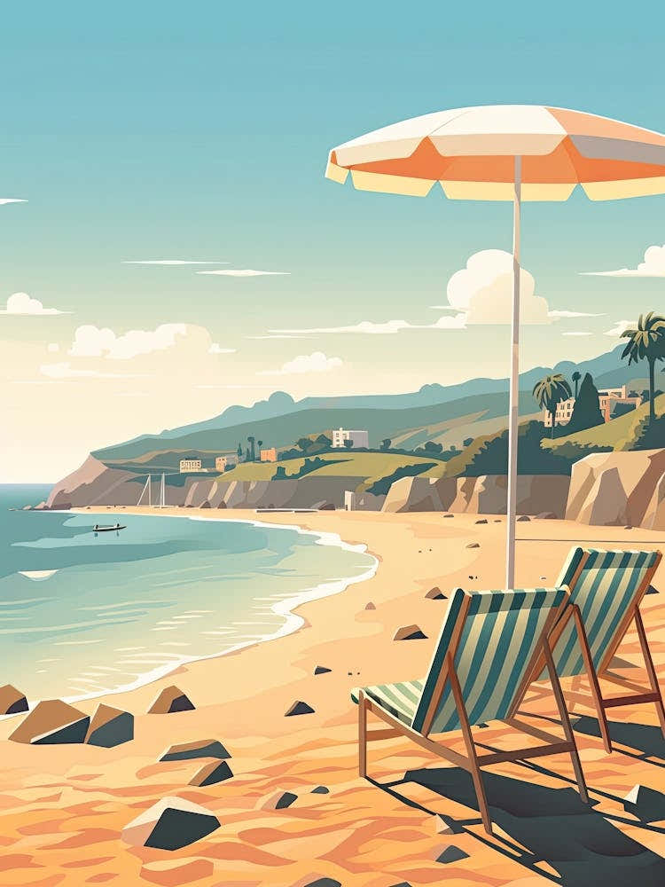 Malibu Beach California, Usa, Graphic Illustration 3