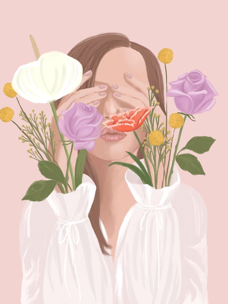 Fille avec des fleurs