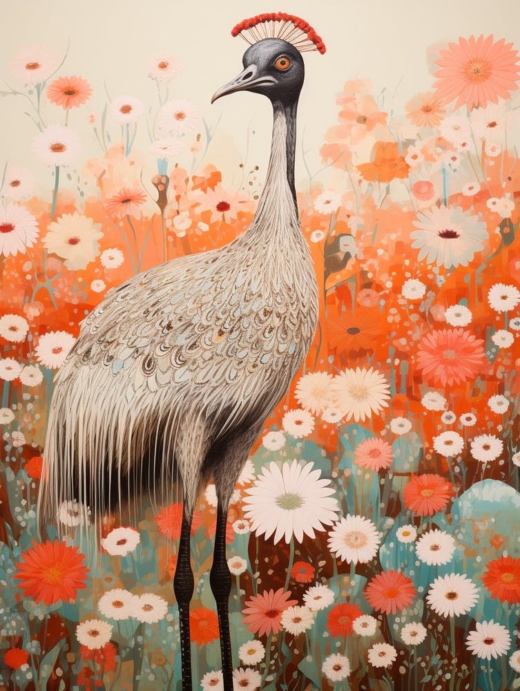 Emu 1 Detailed Bird Painting