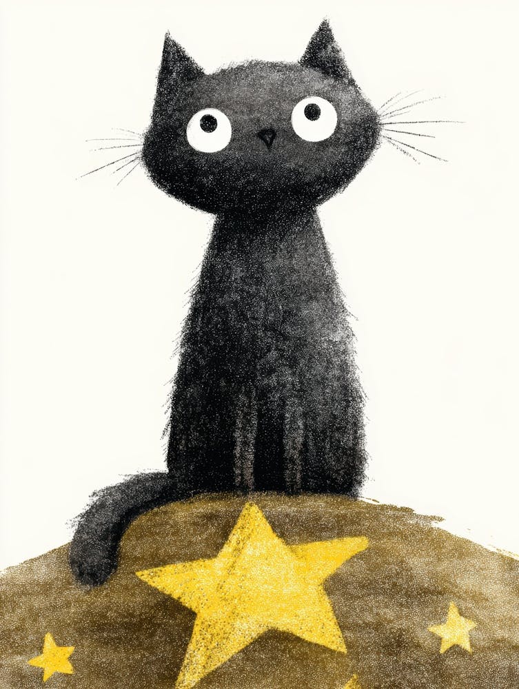 Chat Noir Sur Étoile 5