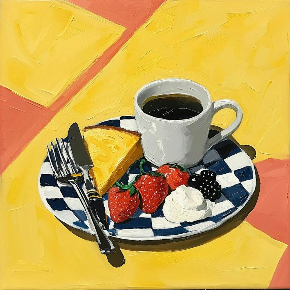Coffee & Breakfast Yellow Checkerboard 1