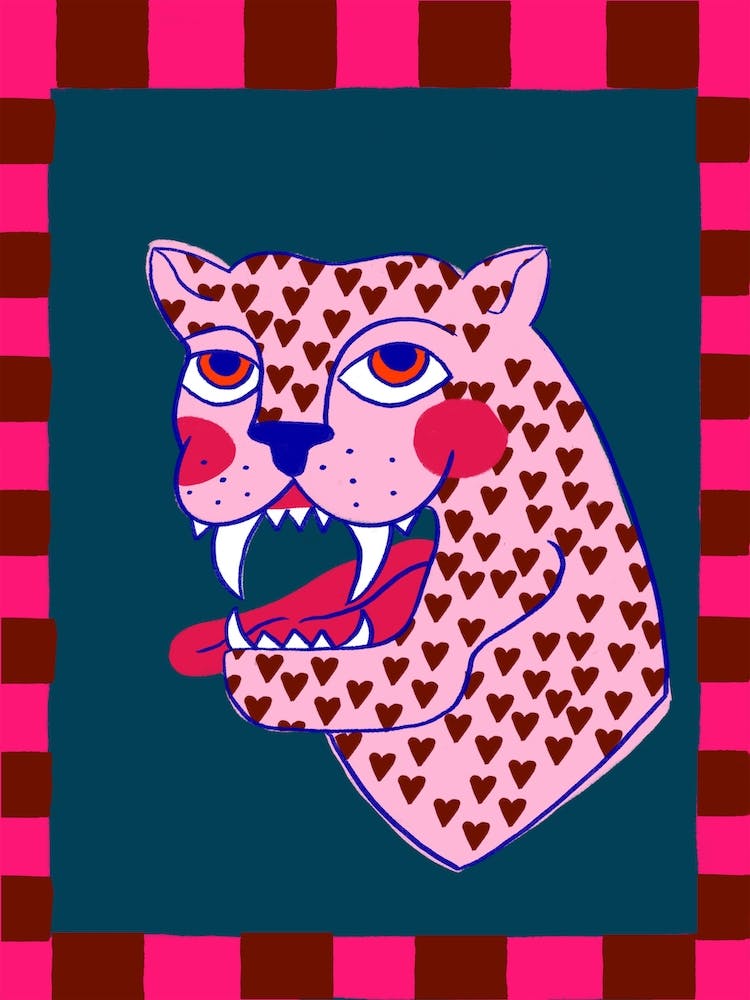 Panther mit Herzen