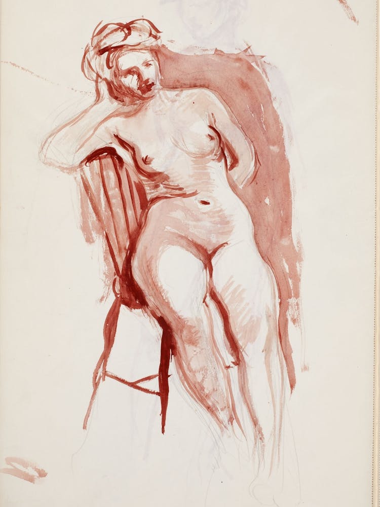 Istuva Alaston Malli, 1902 1909part Of A Sketchbook By Magnus Enckell1