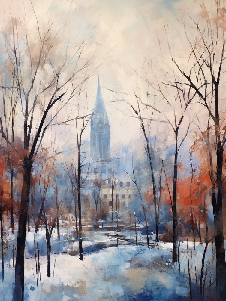 Winter City Park Painting Queens Park Toronto Canada 2