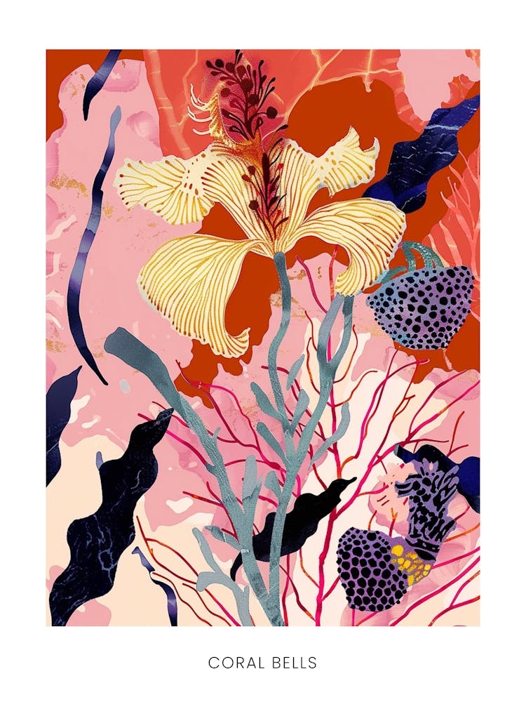 Colourful Flower Illustration Poster Coral Bells 2