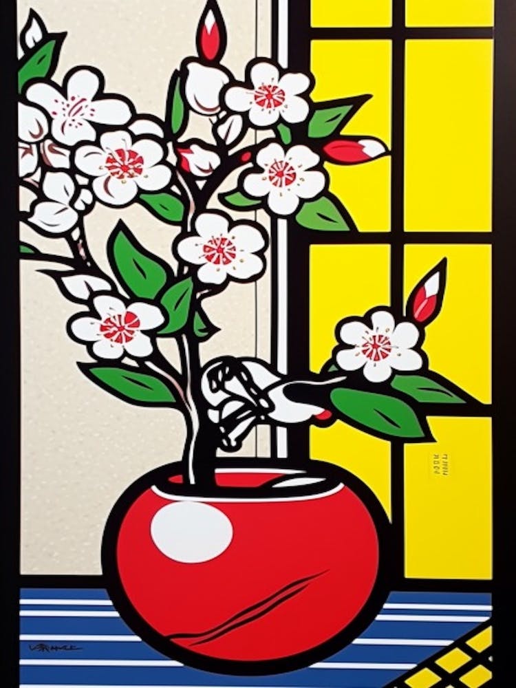 Apple Flower Still Life  4 Pop Art Style