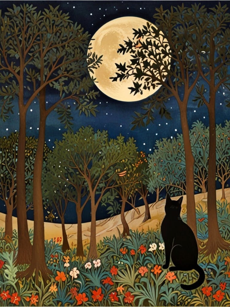 William Morris Cat In The Moonlight 29