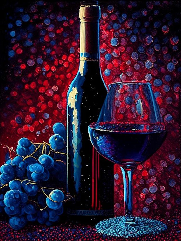 Cabernet Sauvignon Wine Pointillism Cocktail Poster