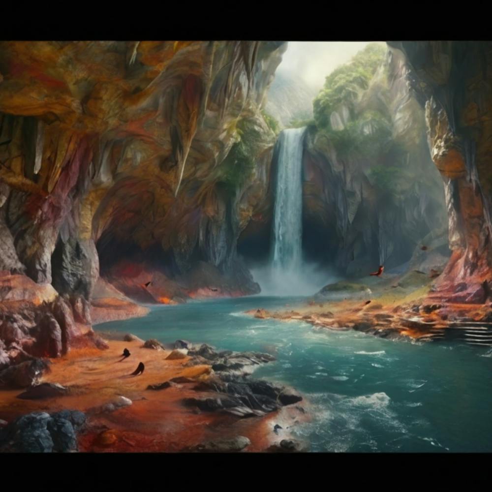 Wasserfall In Einer Höhle