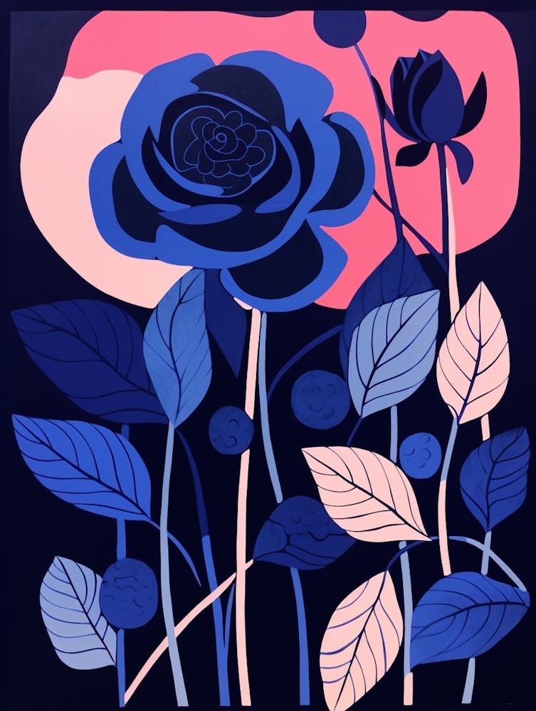 Blue Flower Illustration Rose 1