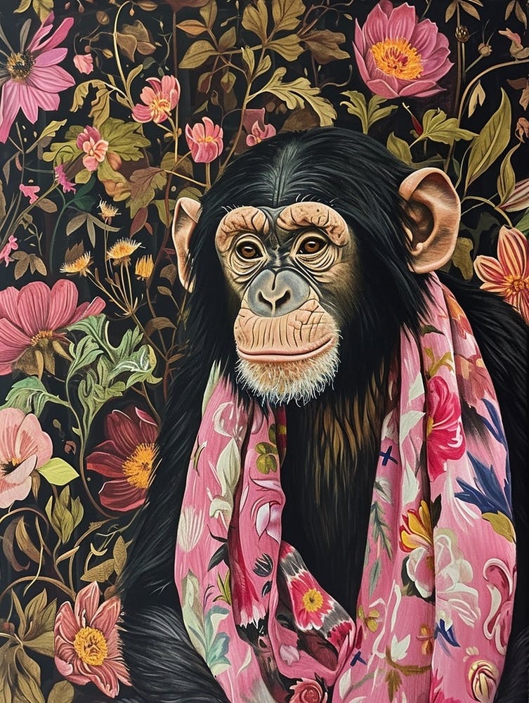 Peinture Animale Florale Chimpanzé 2