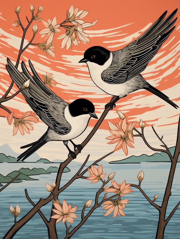 Art Nouveau Birds Poster Common Tern 2