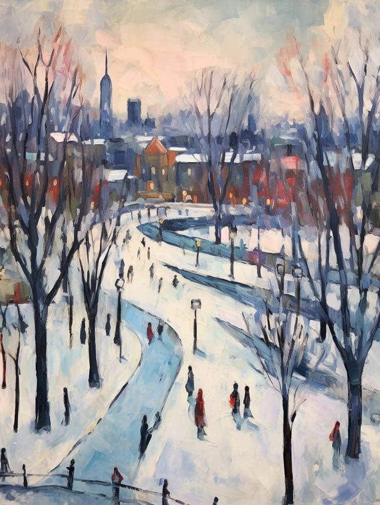 Winter City Park Painting Gorky Park Moscow Russia 1