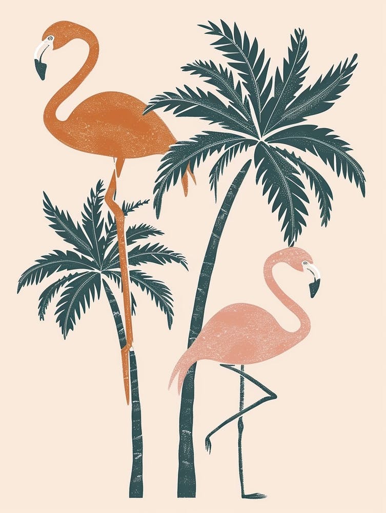 Jamess Flamingo And Palm Trees Minimalist Illustration 2