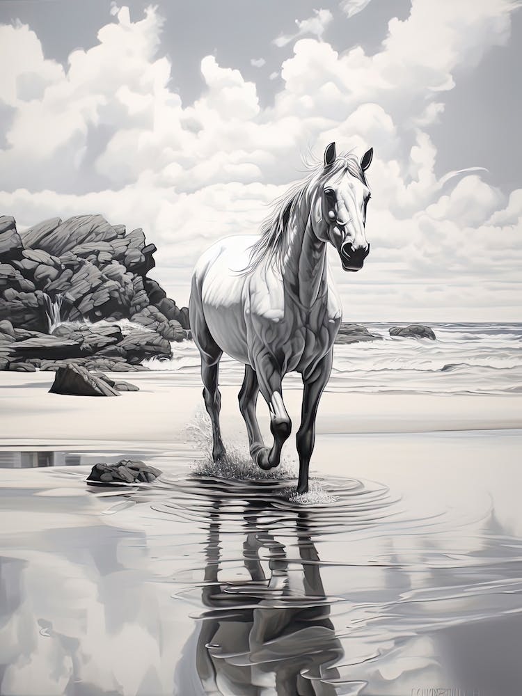 A Horse Oil Painting In Praia Do Camilo, Portugal, Portrait 1