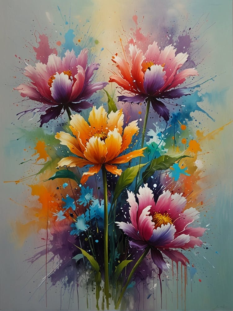 Flowers With Splatters