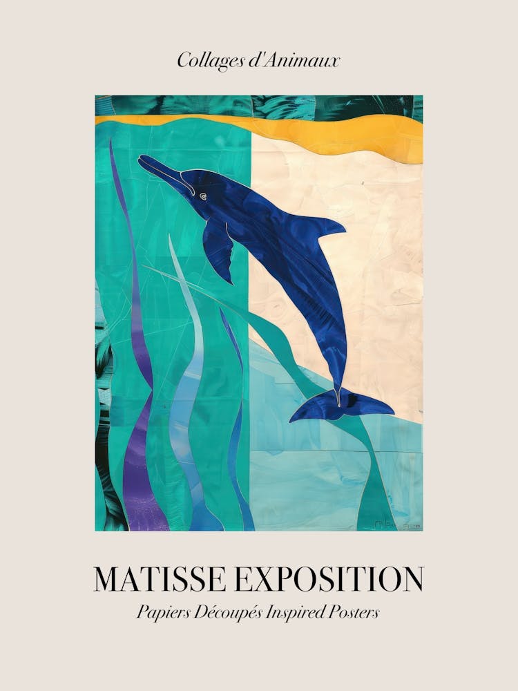 Dolphin 4 Matisse Inspired Exposition Animals Poster