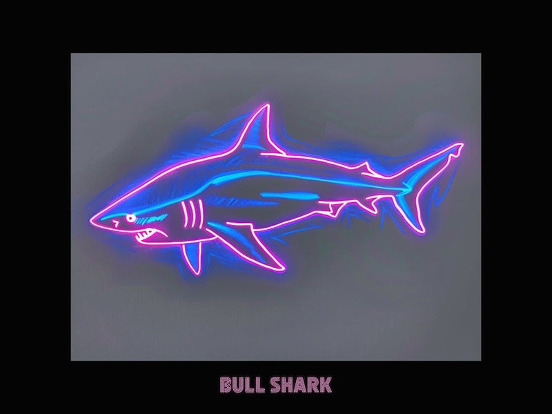 Neon Pink Purple Bull Shark Poster 4
