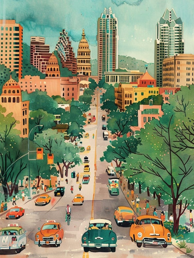 Bilderbuch-Illustration South Congress Avenue Austin Texas 4