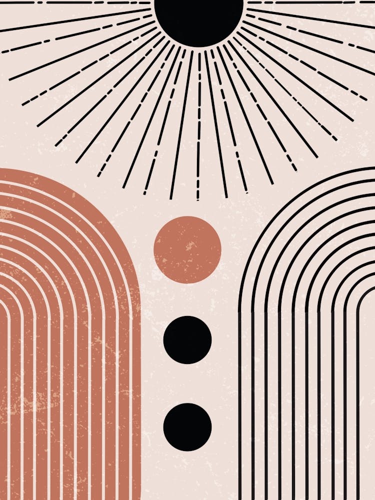 Abstract Geometric Minimalist Circles Curved Lines