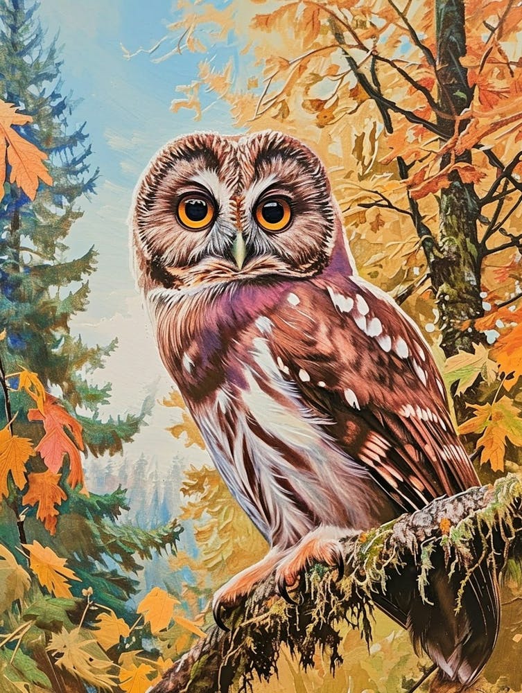 Northern Saw Whet Owl Relief Illustration 1