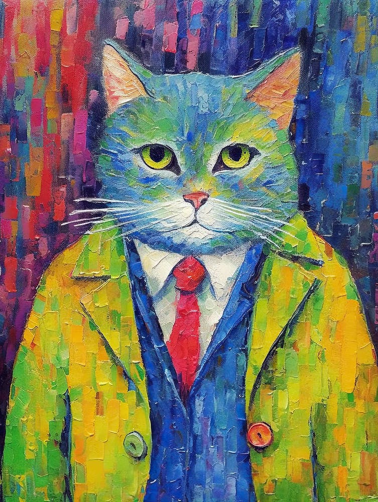 Elegant Whiskers; Cat Inspired Oil Strokes