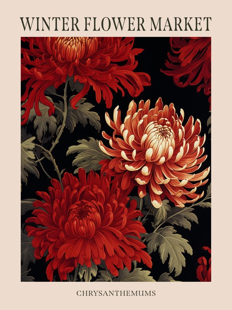 Chrysanthemums 13 Winter Flower Market Poster