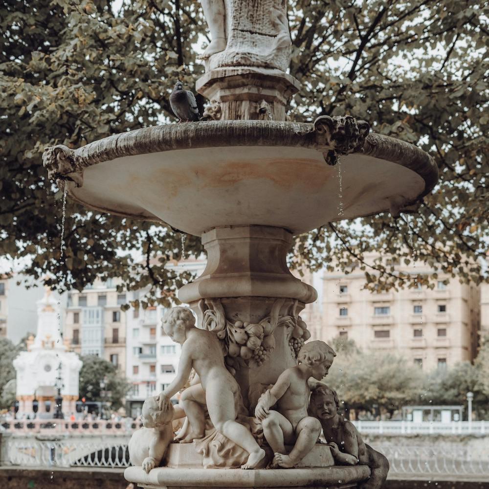 Water Fountain Statue, Colour St Sebastian, Spain Square