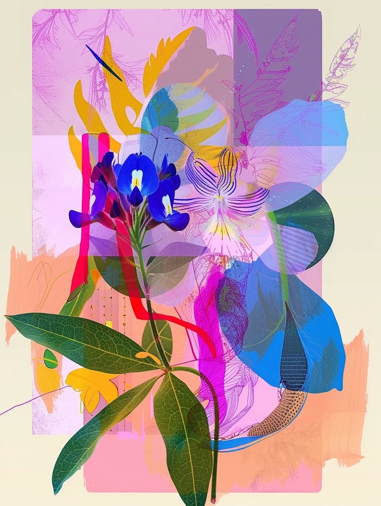 Bluebonnet 3 Neon Flower Collage