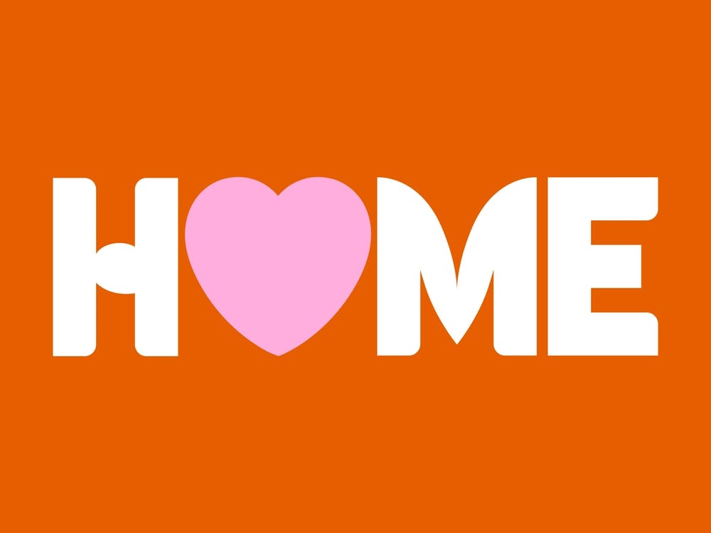Home Pink Heart on Burnt Orange