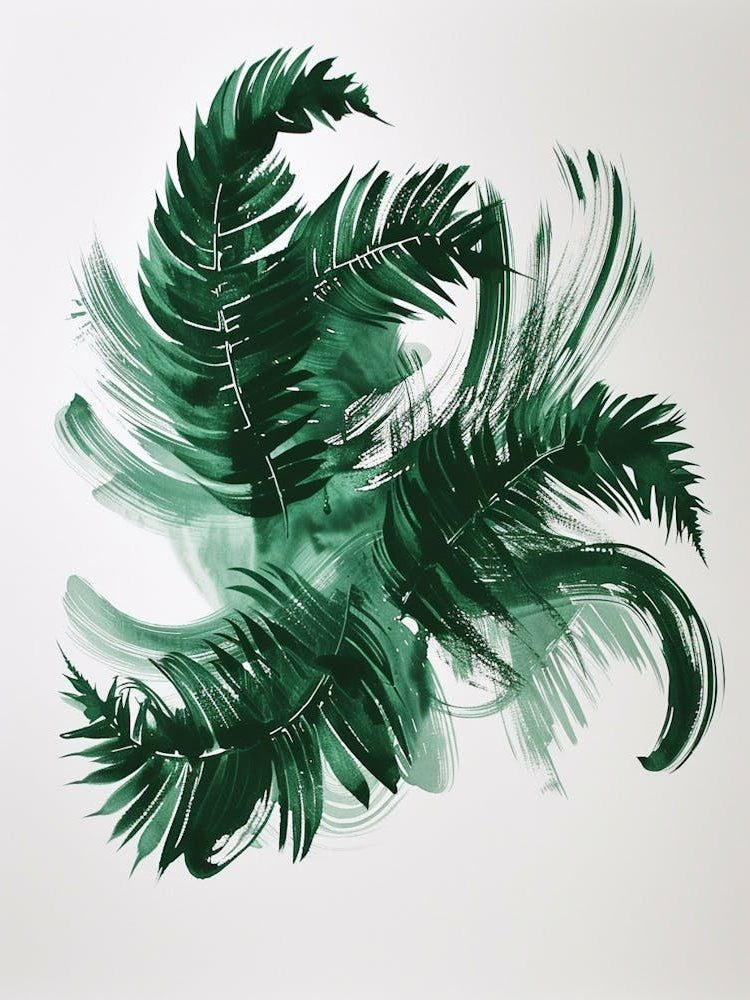 Green Ink Painting Of A Ribbon Fern 2