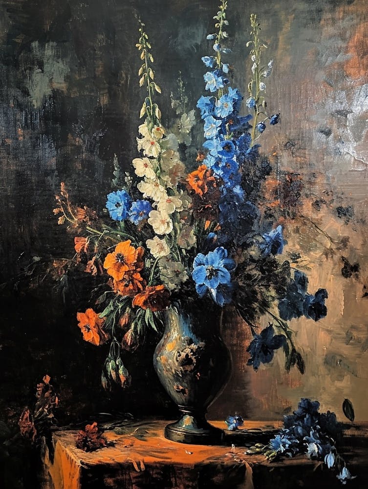 Baroque Floral Still Life Delphinium 4