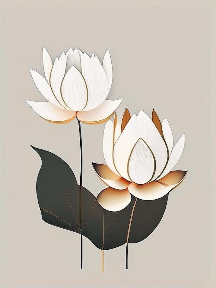 Lotus Flowers In Park Retro Minimal 7