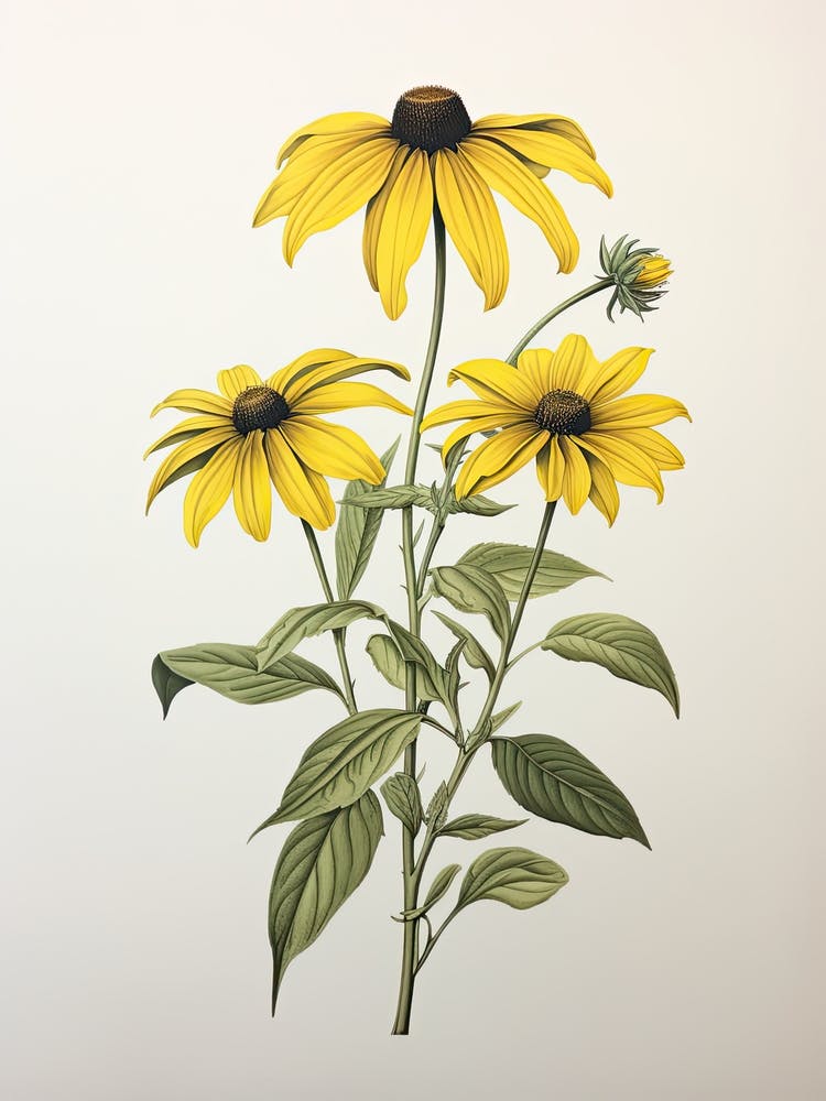 Black Eyed Susans Flower Vintage Botanical 2