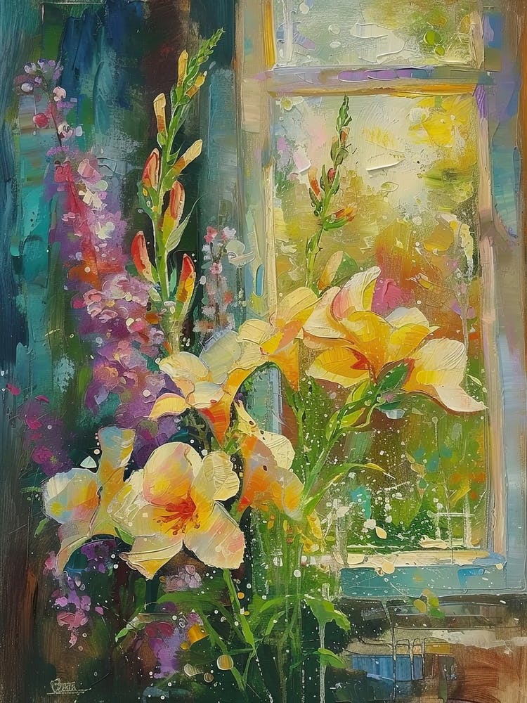 Fleurs de Gueule-de-loup Sur une Fenêtre de Cottage 4
